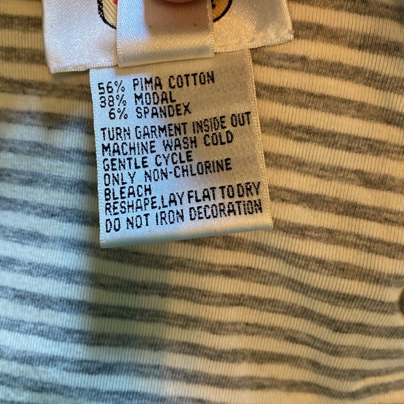 Talbots gray cream stripe tee 3/4 sleeve EUC sz L - Picture 3 of 4